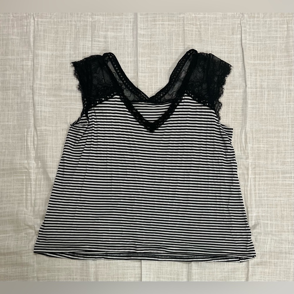 Boutique Striped Shirt With Lace Detailing